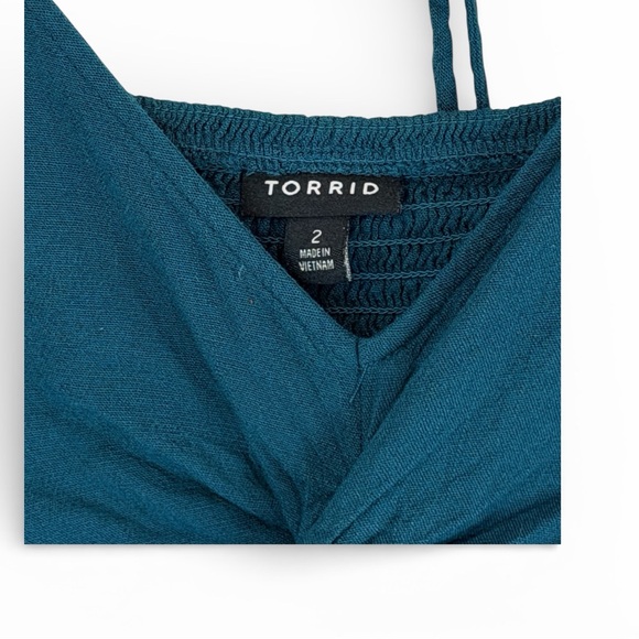 Torrid Teal Knot Front Baby doll Mini Dress Balloon Sleeve Size 2 - Picture 4 of 6